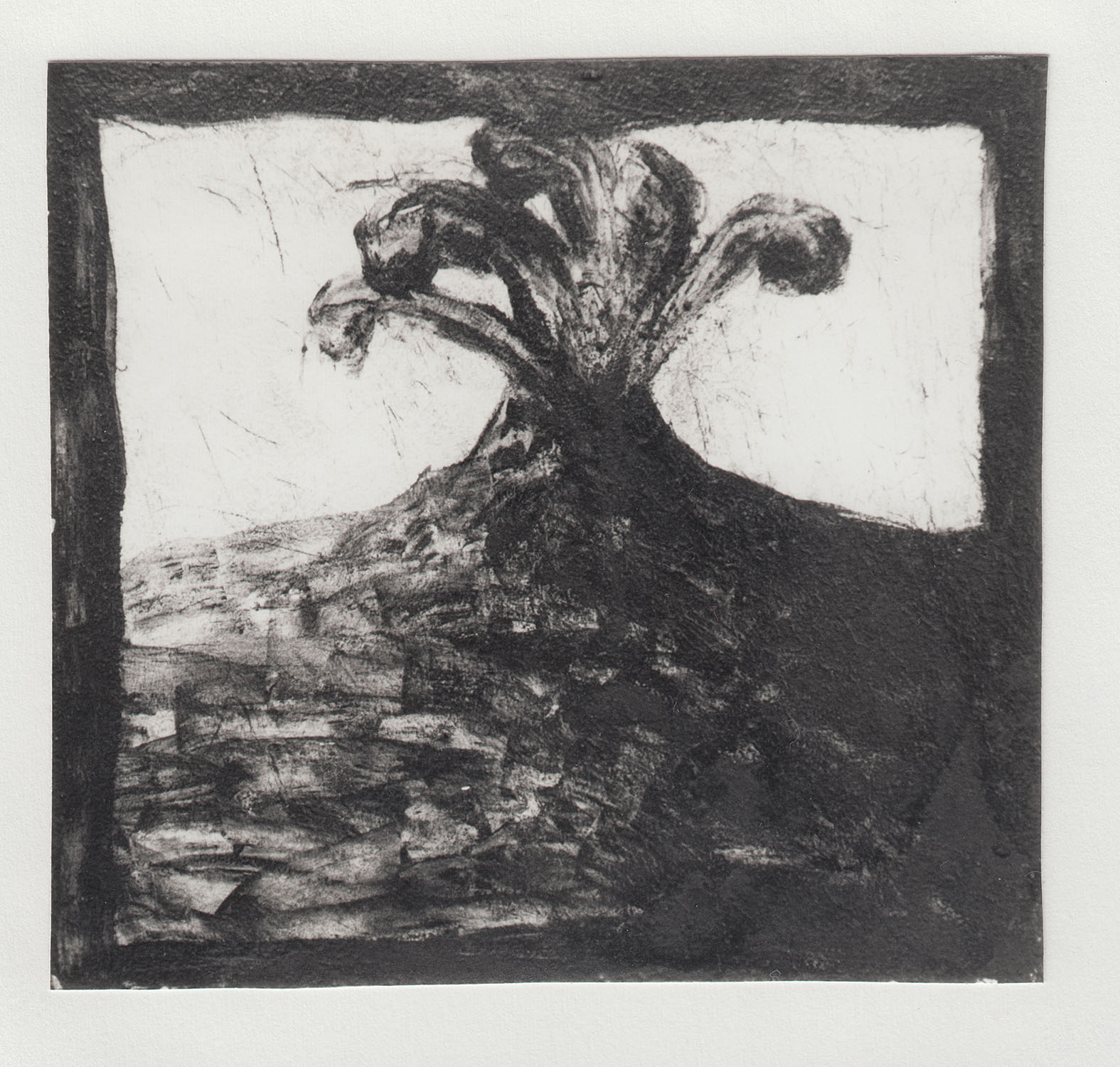 Pierre Clemens 1997 Petit volvan IV Pastel sur bois 12 x 12 cm